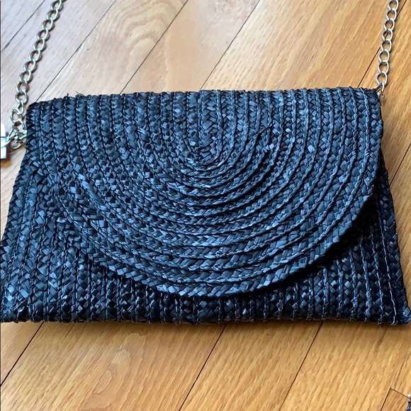 Black straw crossbody or clutch bag - Picture 3 of 5